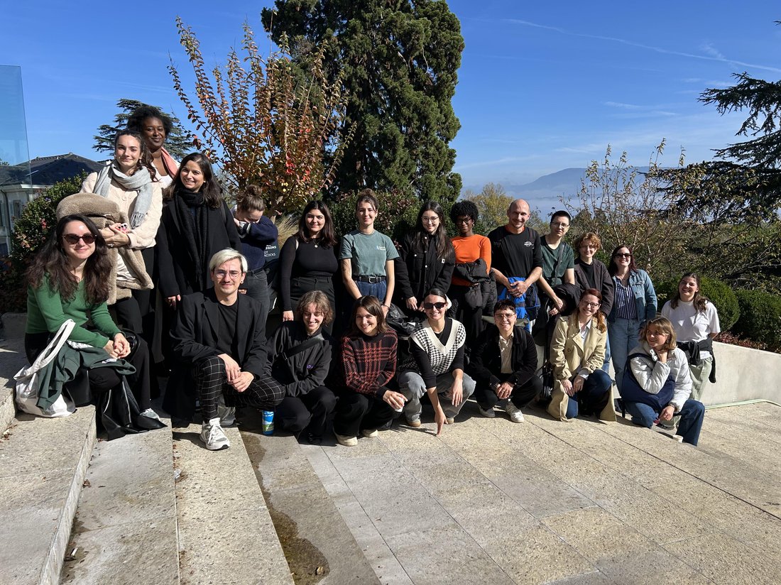 Students and instructors in the UN Garden, Geneva